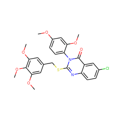 COc1ccc(-n2c(SCc3cc(OC)c(OC)c(OC)c3)nc3ccc(Cl)cc3c2=O)c(OC)c1 ZINC001772646701