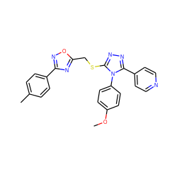 COc1ccc(-n2c(SCc3nc(-c4ccc(C)cc4)no3)nnc2-c2ccncc2)cc1 ZINC000008614303