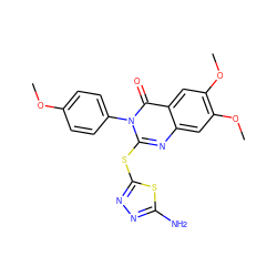 COc1ccc(-n2c(Sc3nnc(N)s3)nc3cc(OC)c(OC)cc3c2=O)cc1 ZINC000299835597