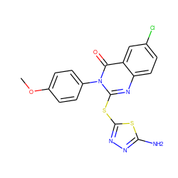 COc1ccc(-n2c(Sc3nnc(N)s3)nc3ccc(Cl)cc3c2=O)cc1 ZINC000299829762