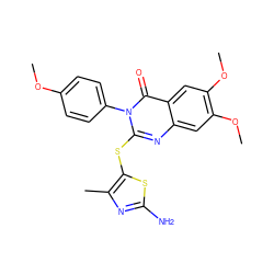 COc1ccc(-n2c(Sc3sc(N)nc3C)nc3cc(OC)c(OC)cc3c2=O)cc1 ZINC000299830432