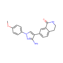 COc1ccc(-n2cc(-c3ccc4c(c3)C(=O)NCC4)c(N)n2)cc1 ZINC000045393488