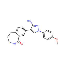 COc1ccc(-n2cc(-c3ccc4c(c3)C(=O)NCCC4)c(N)n2)cc1 ZINC000045372800