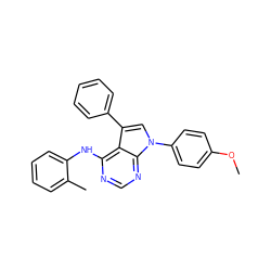 COc1ccc(-n2cc(-c3ccccc3)c3c(Nc4ccccc4C)ncnc32)cc1 ZINC000002714700