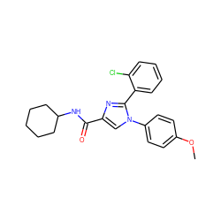 COc1ccc(-n2cc(C(=O)NC3CCCCC3)nc2-c2ccccc2Cl)cc1 ZINC000028702467