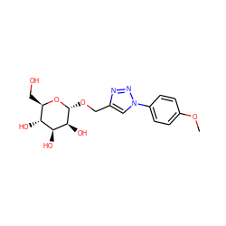 COc1ccc(-n2cc(CO[C@H]3O[C@H](CO)[C@@H](O)[C@H](O)[C@@H]3O)nn2)cc1 ZINC000073170116