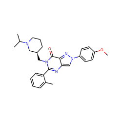 COc1ccc(-n2cc3nc(-c4ccccc4C)n(C[C@@H]4CCCN(C(C)C)C4)c(=O)c3n2)cc1 ZINC000169329308