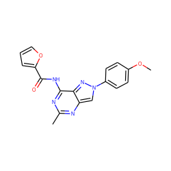 COc1ccc(-n2cc3nc(C)nc(NC(=O)c4ccco4)c3n2)cc1 ZINC000095581825