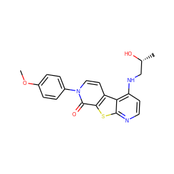 COc1ccc(-n2ccc3c(sc4nccc(NC[C@@H](C)O)c43)c2=O)cc1 ZINC000073258856