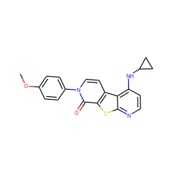 COc1ccc(-n2ccc3c(sc4nccc(NC5CC5)c43)c2=O)cc1 ZINC000035284360