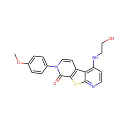 COc1ccc(-n2ccc3c(sc4nccc(NCCO)c43)c2=O)cc1 ZINC000073274007