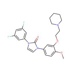 COc1ccc(-n2ccn(-c3cc(F)cc(F)c3)c2=O)cc1OCCN1CCCCC1 ZINC000028528613