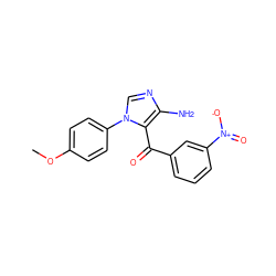 COc1ccc(-n2cnc(N)c2C(=O)c2cccc([N+](=O)[O-])c2)cc1 ZINC000000448113