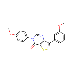 COc1ccc(-n2cnc3c(-c4cccc(OC)c4)csc3c2=O)cc1 ZINC000221149813