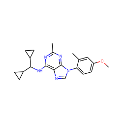 COc1ccc(-n2cnc3c(NC(C4CC4)C4CC4)nc(C)nc32)c(C)c1 ZINC000072123445