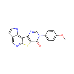 COc1ccc(-n2cnc3c(sc4ncc5cc[nH]c5c43)c2=O)cc1 ZINC000028827139