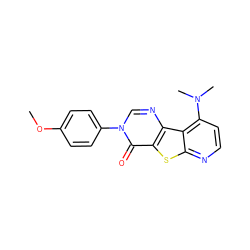 COc1ccc(-n2cnc3c(sc4nccc(N(C)C)c43)c2=O)cc1 ZINC000000978708