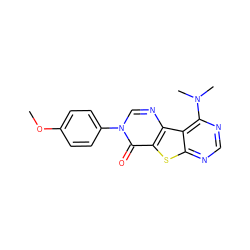 COc1ccc(-n2cnc3c(sc4ncnc(N(C)C)c43)c2=O)cc1 ZINC000095560337