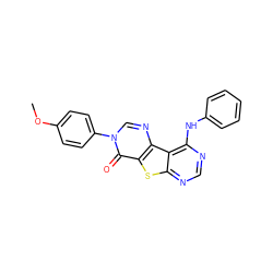 COc1ccc(-n2cnc3c(sc4ncnc(Nc5ccccc5)c43)c2=O)cc1 ZINC000095562492