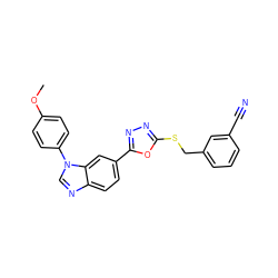 COc1ccc(-n2cnc3ccc(-c4nnc(SCc5cccc(C#N)c5)o4)cc32)cc1 ZINC000040392156