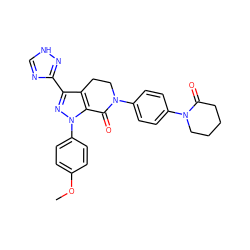 COc1ccc(-n2nc(-c3nc[nH]n3)c3c2C(=O)N(c2ccc(N4CCCCC4=O)cc2)CC3)cc1 ZINC001772581385