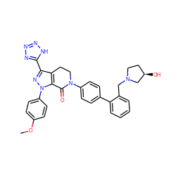 COc1ccc(-n2nc(-c3nnn[nH]3)c3c2C(=O)N(c2ccc(-c4ccccc4CN4CC[C@@H](O)C4)cc2)CC3)cc1 ZINC000014969430