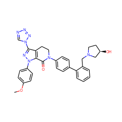 COc1ccc(-n2nc(-n3cnnn3)c3c2C(=O)N(c2ccc(-c4ccccc4CN4CC[C@@H](O)C4)cc2)CC3)cc1 ZINC000028863541