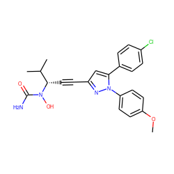 COc1ccc(-n2nc(C#C[C@@H](C(C)C)N(O)C(N)=O)cc2-c2ccc(Cl)cc2)cc1 ZINC000028022815