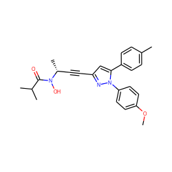 COc1ccc(-n2nc(C#C[C@@H](C)N(O)C(=O)C(C)C)cc2-c2ccc(C)cc2)cc1 ZINC000028111242