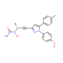 COc1ccc(-n2nc(C#C[C@@H](C)N(O)C(N)=O)cc2-c2ccc(C)cc2)cc1 ZINC000028098302