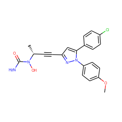 COc1ccc(-n2nc(C#C[C@@H](C)N(O)C(N)=O)cc2-c2ccc(Cl)cc2)cc1 ZINC000028100950