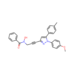 COc1ccc(-n2nc(C#CCN(O)C(=O)c3ccccc3)cc2-c2ccc(C)cc2)cc1 ZINC000028020943