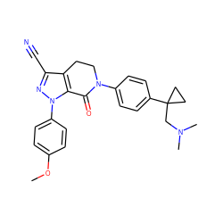 COc1ccc(-n2nc(C#N)c3c2C(=O)N(c2ccc(C4(CN(C)C)CC4)cc2)CC3)cc1 ZINC000040394296