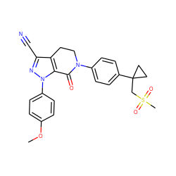 COc1ccc(-n2nc(C#N)c3c2C(=O)N(c2ccc(C4(CS(C)(=O)=O)CC4)cc2)CC3)cc1 ZINC000040894352