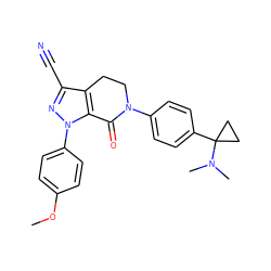 COc1ccc(-n2nc(C#N)c3c2C(=O)N(c2ccc(C4(N(C)C)CC4)cc2)CC3)cc1 ZINC000040393260