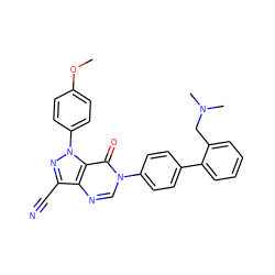 COc1ccc(-n2nc(C#N)c3ncn(-c4ccc(-c5ccccc5CN(C)C)cc4)c(=O)c32)cc1 ZINC000014950538