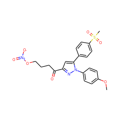 COc1ccc(-n2nc(C(=O)CCCO[N+](=O)[O-])cc2-c2ccc(S(C)(=O)=O)cc2)cc1 ZINC000003933451