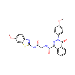 COc1ccc(-n2nc(C(=O)NCC(=O)Nc3nc4ccc(OC)cc4s3)c3ccccc3c2=O)cc1 ZINC000003660323