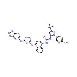 COc1ccc(-n2nc(C(C)(C)C)cc2NC(=O)Nc2ccc(Oc3ccnc(Nc4ccc5[nH]ncc5c4)n3)c3ccccc23)cn1 ZINC000211094060