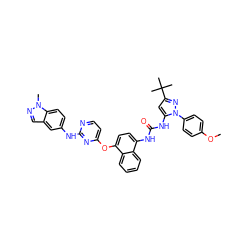 COc1ccc(-n2nc(C(C)(C)C)cc2NC(=O)Nc2ccc(Oc3ccnc(Nc4ccc5c(cnn5C)c4)n3)c3ccccc23)cc1 ZINC000211036648