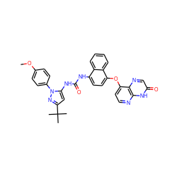 COc1ccc(-n2nc(C(C)(C)C)cc2NC(=O)Nc2ccc(Oc3ccnc4[nH]c(=O)cnc34)c3ccccc23)cc1 ZINC000199100173