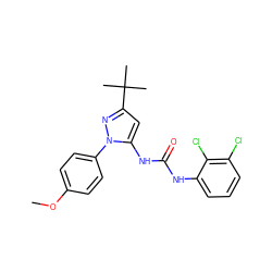 COc1ccc(-n2nc(C(C)(C)C)cc2NC(=O)Nc2cccc(Cl)c2Cl)cc1 ZINC000003833981