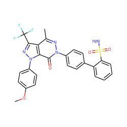 COc1ccc(-n2nc(C(F)(F)F)c3c(C)nn(-c4ccc(-c5ccccc5S(N)(=O)=O)cc4)c(=O)c32)cc1 ZINC000014950508