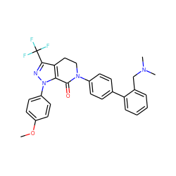 COc1ccc(-n2nc(C(F)(F)F)c3c2C(=O)N(c2ccc(-c4ccccc4CN(C)C)cc2)CC3)cc1 ZINC000014950593