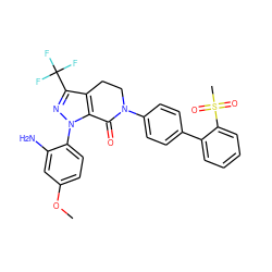 COc1ccc(-n2nc(C(F)(F)F)c3c2C(=O)N(c2ccc(-c4ccccc4S(C)(=O)=O)cc2)CC3)c(N)c1 ZINC000014950631