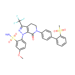 COc1ccc(-n2nc(C(F)(F)F)c3c2C(=O)N(c2ccc(-c4ccccc4S(C)(=O)=O)cc2)CC3)c(S(N)(=O)=O)c1 ZINC000014950627
