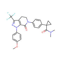 COc1ccc(-n2nc(C(F)(F)F)c3c2C(=O)N(c2ccc(C4(C(=O)N(C)C)CC4)cc2)CC3)cc1 ZINC000040845590