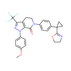 COc1ccc(-n2nc(C(F)(F)F)c3c2C(=O)N(c2ccc(C4(C5=NCCO5)CC4)cc2)CC3)cc1 ZINC000038661962