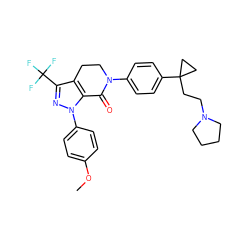 COc1ccc(-n2nc(C(F)(F)F)c3c2C(=O)N(c2ccc(C4(CCN5CCCC5)CC4)cc2)CC3)cc1 ZINC000040847828