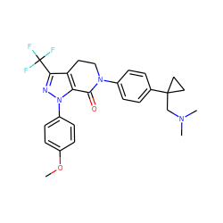 COc1ccc(-n2nc(C(F)(F)F)c3c2C(=O)N(c2ccc(C4(CN(C)C)CC4)cc2)CC3)cc1 ZINC000038576901